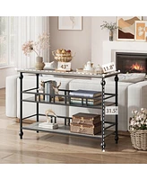 gaomon Narrow Entryway Table with Storage 43" 3-Tier Sofa Tables Industrial Console Table with Storage/Display Shelf Hallway Table for Living Room