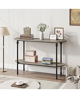 gaomon Narrow Entryway Table, 2 Tier Industrial Console Table with Storage Shelf, Thin Behind Couch Table, Farmhouse Skinny Sofa Table for Hallway, En