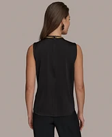 Donna Karan New York Women's Chain Detail Twist-Front Sleeveless Top