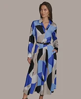 Donna Karan New York Women's Printed Belted Shirtdress