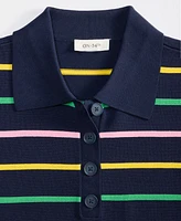 On 34th Women's Striped Short Sleeve Polo Sweater