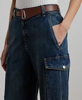 Lauren Ralph Women's High-Rise Wide-Leg Cargo Jeans