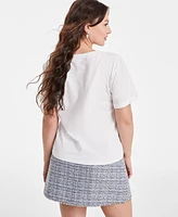 On 34th Women's Rhinestone-Trim Pocket T-Shirt, Exclusively at Macy's