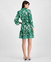 Anne Klein Women's Tiered Belted Floral-Print Dress