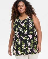 Jm Collection Plus Printed Tunic Tank, Exclusively at Macy's