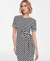 On 34th Women's Striped Tie-Waist Midi Dress, Exclusively at Macy's