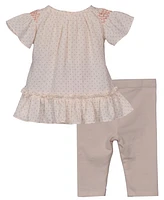 Bonnie Baby Girls 2-Piece Smocked Bunny Top and Floral Applique Legging