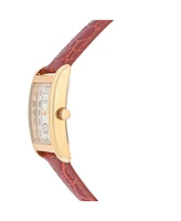 Peugeot Men's Gold Contour Case Remote Sweep Watch with Brown Leather Band
