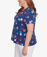 Alfred Dunner Plus Star Studded Crew Neck Top