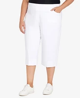 Alfred Dunner Plus Classic Neutrals Flat Front Split Hem Allure Clamdigger Pants