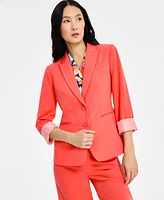 Tahari Asl Women's Peak-Lapel Roll-Tab Button-Front Jacket