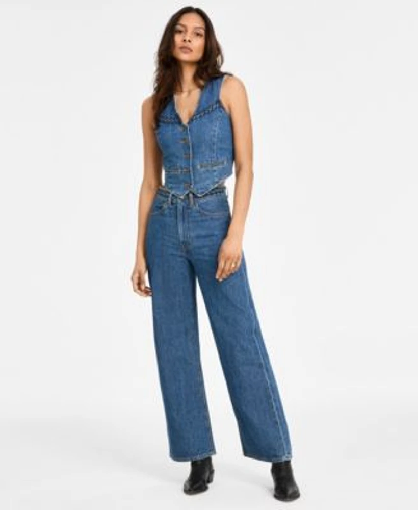 Levis Womens Braided Vest Wide Leg Jeans