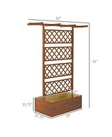 Outsunny Wood Raised Garden Bed, Planter with Trellis for Climbing Plants