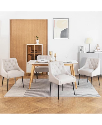 Dyhome Modern Dining Chairs Set of 6, Mid Century Kitchen with 5.12” Cushions and Metal Legs, Upholstered Back