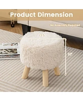 Costway Round Footstool Ottoman Faux Fur Upholstered Footrest with Padded Seat