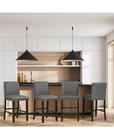 Gymax Set of Bar Stools Linen Fabric Counter Height Chairs for Kitchen Island