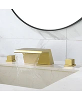 Boyel Living Double Handle 8-Inch Center Widespread Bathroom Faucet 3 Hole Bathroom Sink Facuet Waterfall Spout