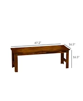 Outsunny 2-Seat Wood Garden Bench, Patio Bench w/ Slatted Seat,