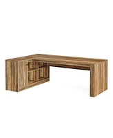 Tribesigns 72.8" L-Shaped Desk, Large Executive Desk with 47.24" Cabinet, Office Desk with Storage Shelves, Farmhouse Wood Computer Desk for Home Offi
