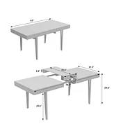 Famapy 78.7 in. Width, Rectangular Brown Grain Wood Extendable Writing Desk Office Commercial Desk, Computer Meeting Table