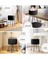 Nestl Modern Boucle Round Ottoman with Hidden Storage – Foot Stool, Makeup Vanity Small Rest, Perfect for Living Room & Bed
