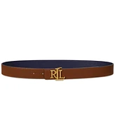 Lauren Ralph Women's Logo Reversible Pebbled Leather Belt