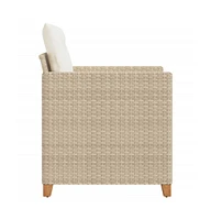 Patio Chair with Cushions Beige Poly Rattan