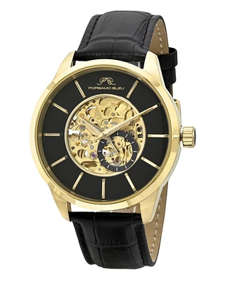 Porsamo Bleu Cassius Automatic Skeleton Gold Tone & Black Men's Watch 802ECAL