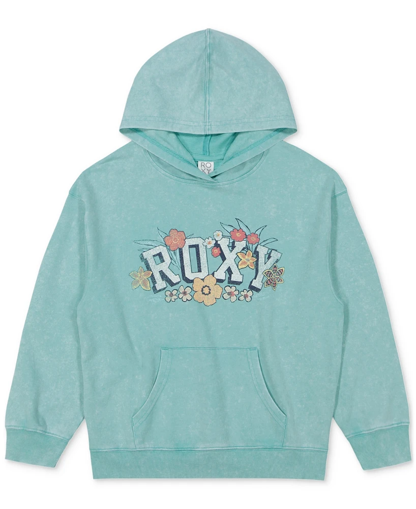 Roxy Big Girls Floral Logo Graphic Oversized Hoodie