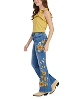 Driftwood Women's Farrah Mid-Rise Flare Jeans X Sunflower