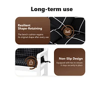 Garden Bench Cushions 2pcs Black Check Pattern 59.1"x19.7"x2.8" Fabric