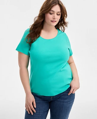 Style & Co Women's Plus Short-Sleeve Scoop-Neck Top