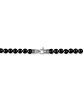 Esquire Men's Jewelry Black Onyx Bead 22" Necklace in Sterling Silver, Exclusively at Macy's