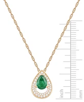 Macy's Sapphire (7/8 ct. t.w.) & Diamond (1/5 Pear Pendant 18" Necklace 14k White Gold (Available Ruby Emerald)