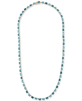 London Blue Topaz (5-7/8 ct. t.w.), Blue Topaz (4-7/8 ct. t.w.), & Diamond (3/4 ct. t.w.) 17" Collar Necklace in 14k Gold