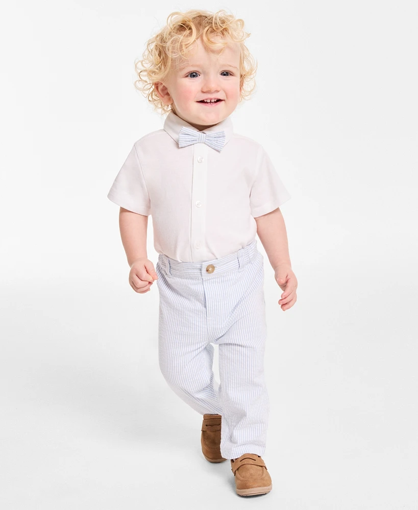 First Impressions Baby Boys Button-Up Shirt, Seersucker Bowtie, and Pants, 3 Piece Set, Exclusively at Macy's