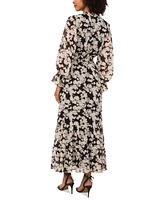 Vince Camuto Women's Floral-Print Smocked-Cuff Maxi Dress