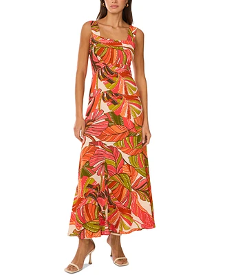 Vince Camuto Women's Printed Square Neck Tiered Maxi Dress