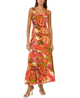 Vince Camuto Women's Printed Smocked Back Tiered Sleeveless Maxi Dress