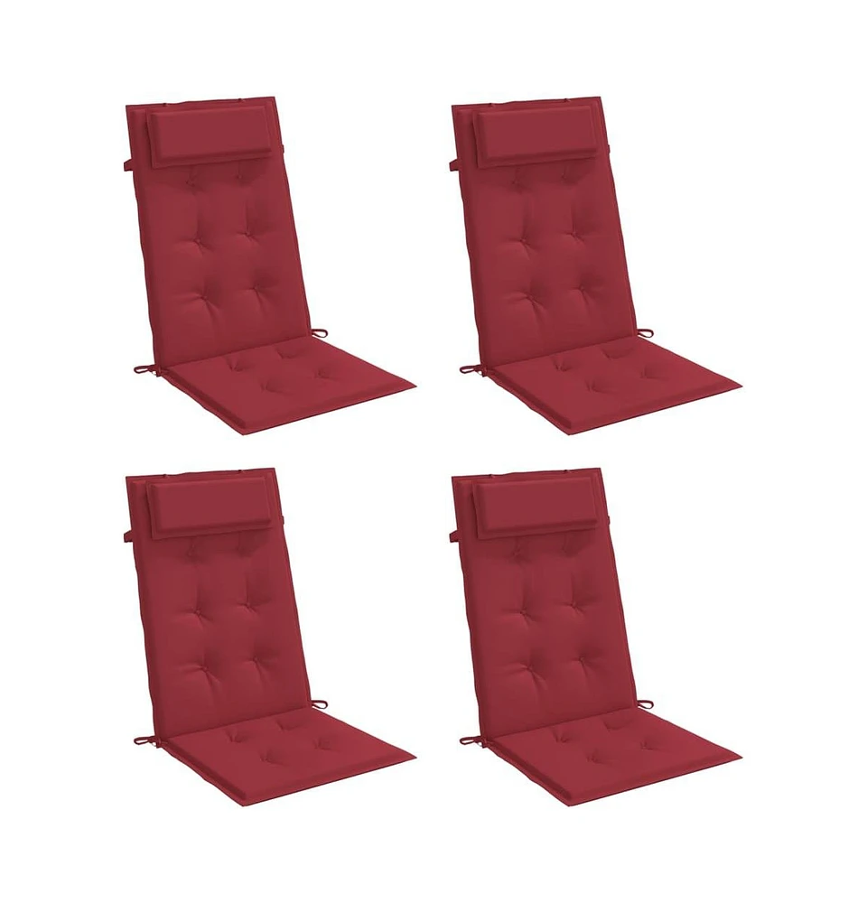 vidaXL Highback Chair Cushions 4 pcs Wine Red Oxford Fabric