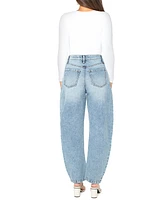 Celebrity Pink Juniors' High-Rise Barrel-Leg Jeans