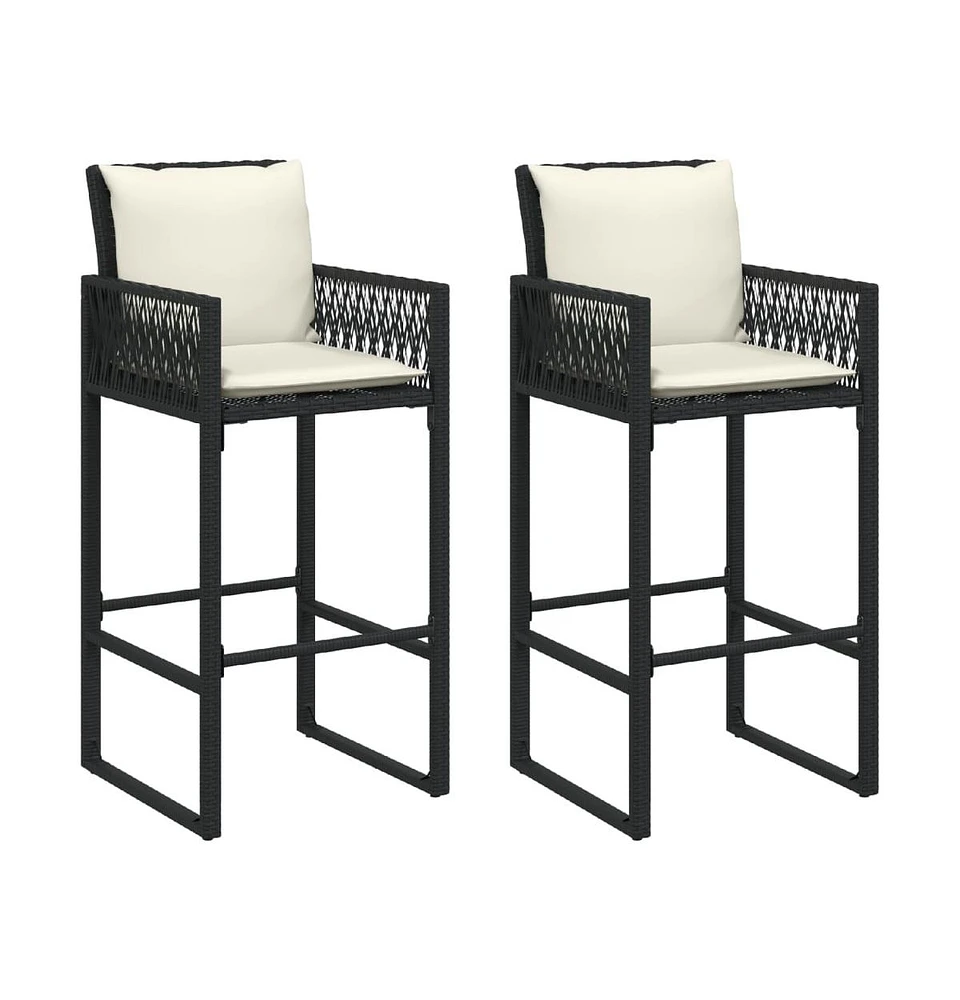 Patio Bar Stools with Cushions 2 pcs Poly Rattan