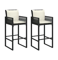 Patio Bar Stools with Cushions 2 pcs Poly Rattan