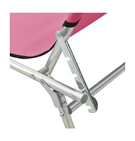 Folding Sun Lounger with Canopy Pink Aluminum