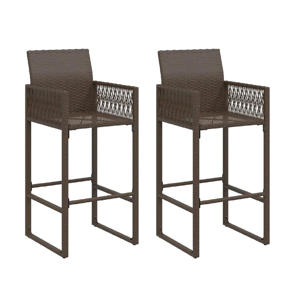 Patio Bar Stools 2 pcs Brown Poly Rattan