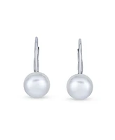 Bling Jewelry Simple Iridescent Peacock Freshwater Pearl Drop Ball Earrings in Sterling Silver