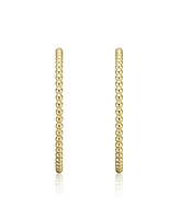 Modern Texture Bead C-Hoop Earrings White Gold Plated or 14K