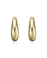 Artistic Puffy Hoop Earrings White Gold Plated or 14K
