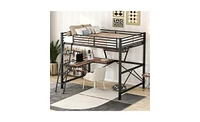 Slickblue Loft Bed with Desk and Shelf for Organized Storage and Space-Saving Bedroom