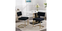 Slickblue Modern Armless Dining Chairs – Gold Metal Base, Corduroy Upholstery with Channel Tufting, Set of 2